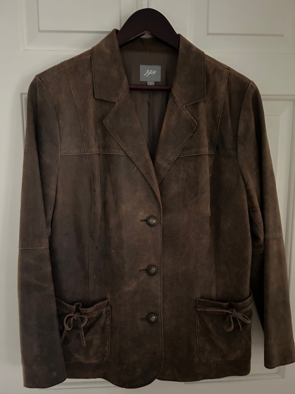 J. Jill Vintage-Inspired Brown Suede Button Jacket size L